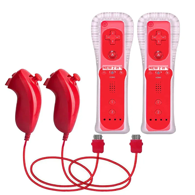 a Whole Set Remote Controller with Nunchuck Controller for Wii Games Control for Wii Console Wireless Gamepad with Motion Plus