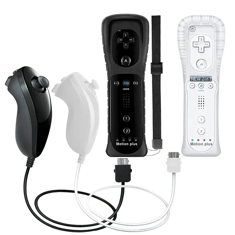 a Whole Set Remote Controller with Nunchuck Controller for Wii Games Control for Wii Console Wireless Gamepad with Motion Plus