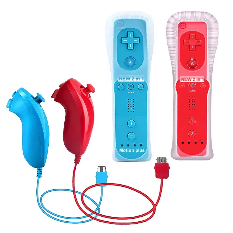 a Whole Set Remote Controller with Nunchuck Controller for Wii Games Control for Wii Console Wireless Gamepad with Motion Plus