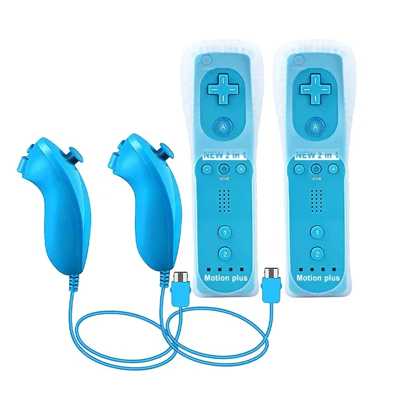 a Whole Set Remote Controller with Nunchuck Controller for Wii Games Control for Wii Console Wireless Gamepad with Motion Plus