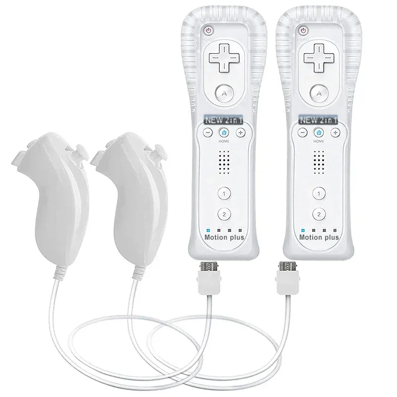 a Whole Set Remote Controller with Nunchuck Controller for Wii Games Control for Wii Console Wireless Gamepad with Motion Plus
