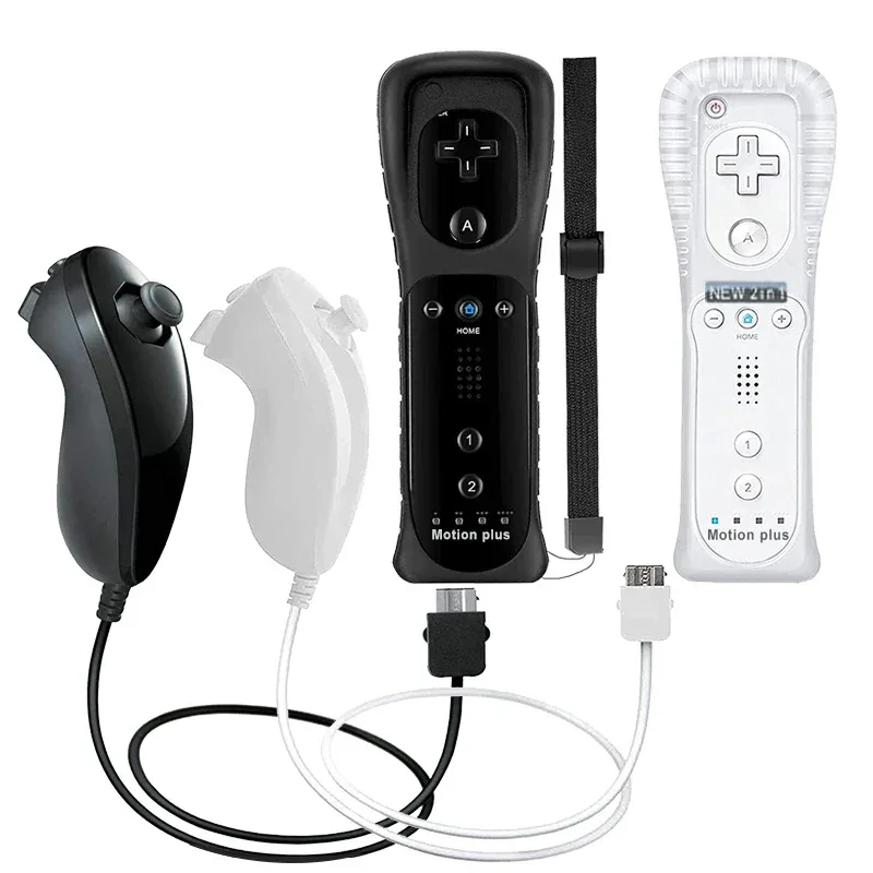 a Whole Set Remote Controller with Nunchuck Controller for Wii Games Control for Wii Console Wireless Gamepad with Motion Plus