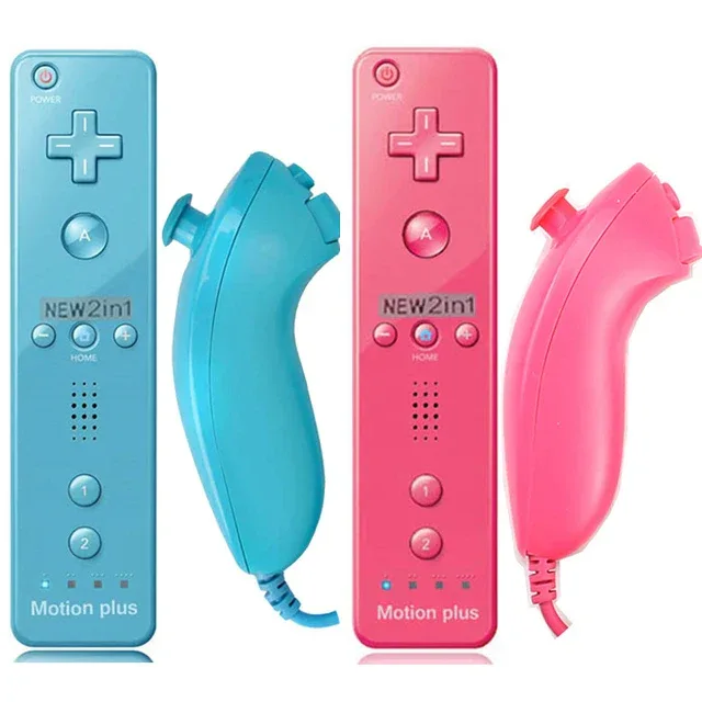 a Whole Set Remote Controller with Nunchuck Controller for Wii Games Control for Wii Console Wireless Gamepad with Motion Plus