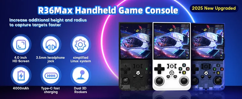 AISLPC R36MAX Retro Handheld Video Game Console Linux System 4.0 Inch IPS Screen Portable Pocket Video Player 128GB Games Gifts