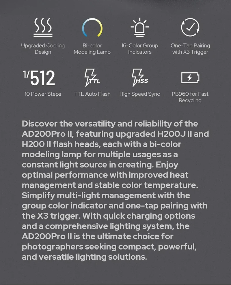 Godox AD200PRO II 200W Out-door Pocket Flash AD200PROII TTL HSS Speedlite Bi-color Modeling Lamp With X2T/X3/X3PRO/XPRO/XPROII