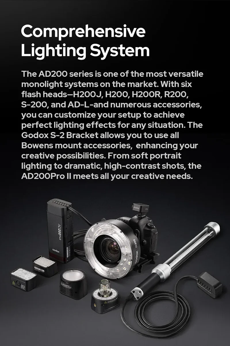 Godox AD200PRO II 200W Out-door Pocket Flash AD200PROII TTL HSS Speedlite Bi-color Modeling Lamp With X2T/X3/X3PRO/XPRO/XPROII