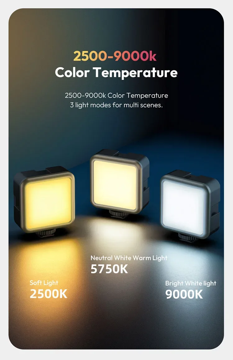 Ulanzi VL49 RGB Video Lights Mini LED Camera Light 2000mAh Rechargable LED Panel Lamp Photo Video Lighting for Youtube Tik tok