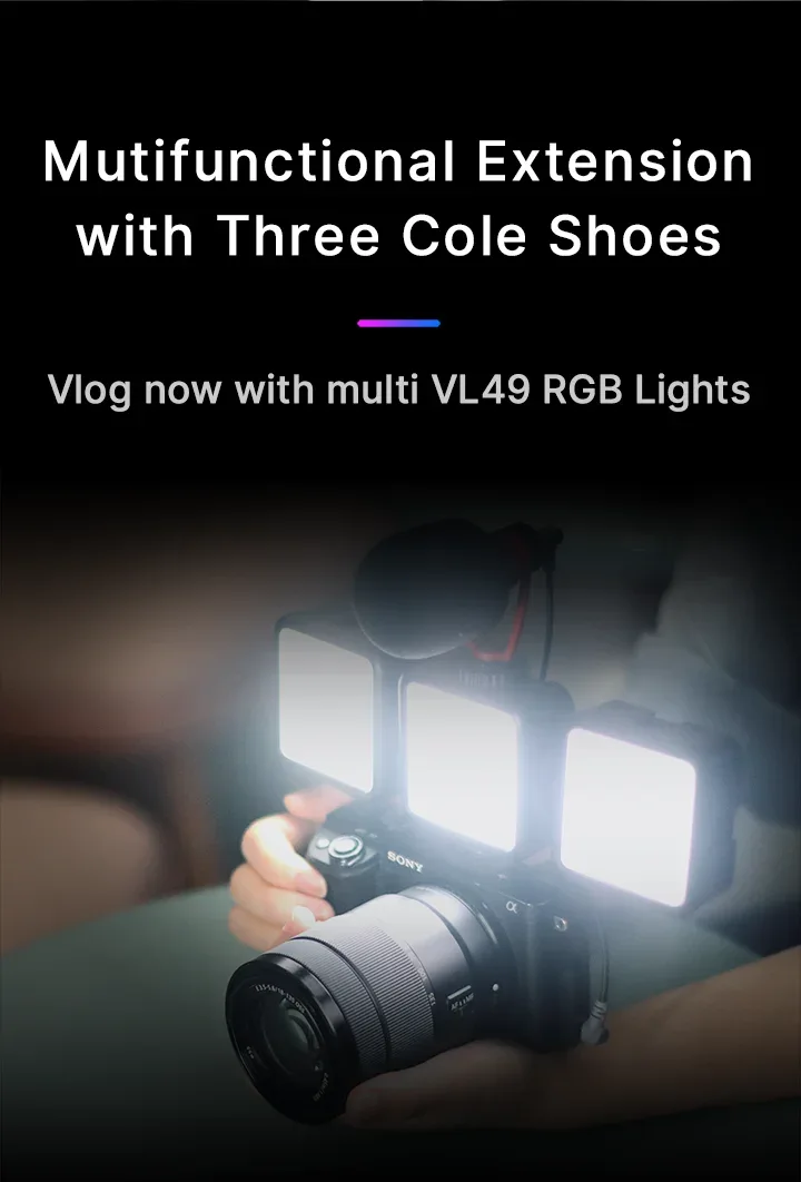 Ulanzi VL49 RGB Video Lights Mini LED Camera Light 2000mAh Rechargable LED Panel Lamp Photo Video Lighting for Youtube Tik tok