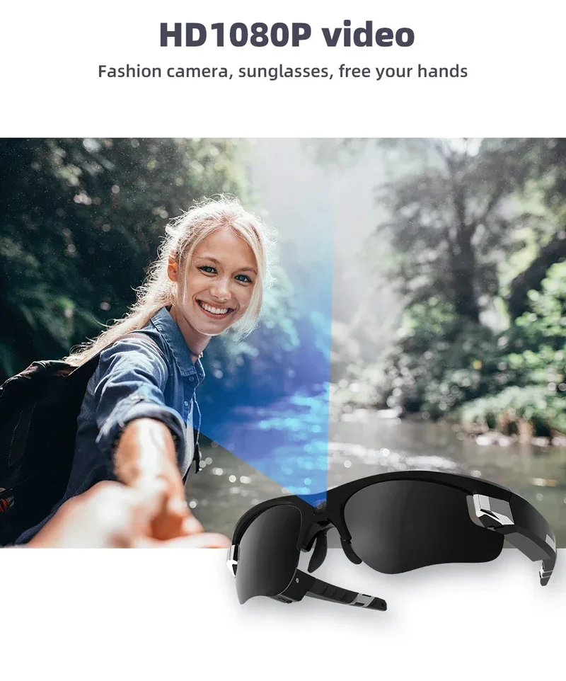 Mini FPV Smart Glasses Camera 1080P Portable FHD POV Bodycam for Bicycle Action Sports Vlogging