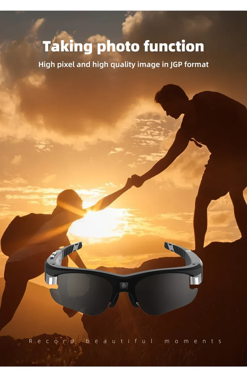 Mini FPV Smart Glasses Camera 1080P Portable FHD POV Bodycam for Bicycle Action Sports Vlogging