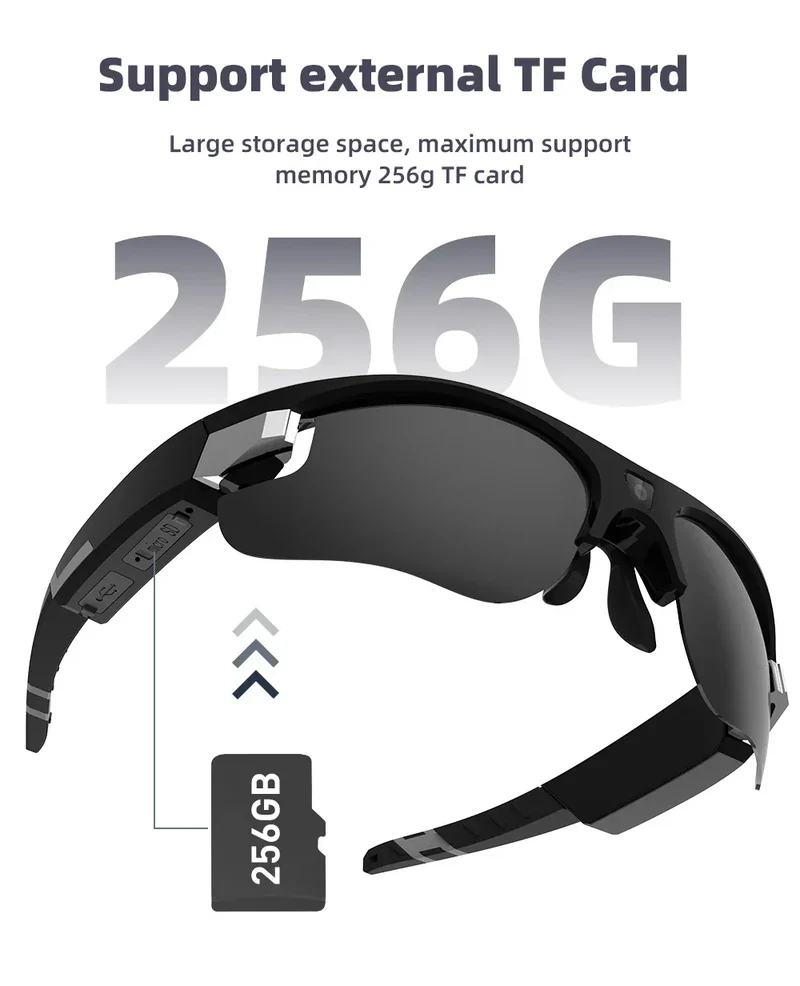 Mini FPV Smart Glasses Camera 1080P Portable FHD POV Bodycam for Bicycle Action Sports Vlogging
