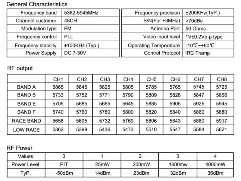 5.8G 4W 48CH VTX Cherry 2 II 5.8G RUSHFPV