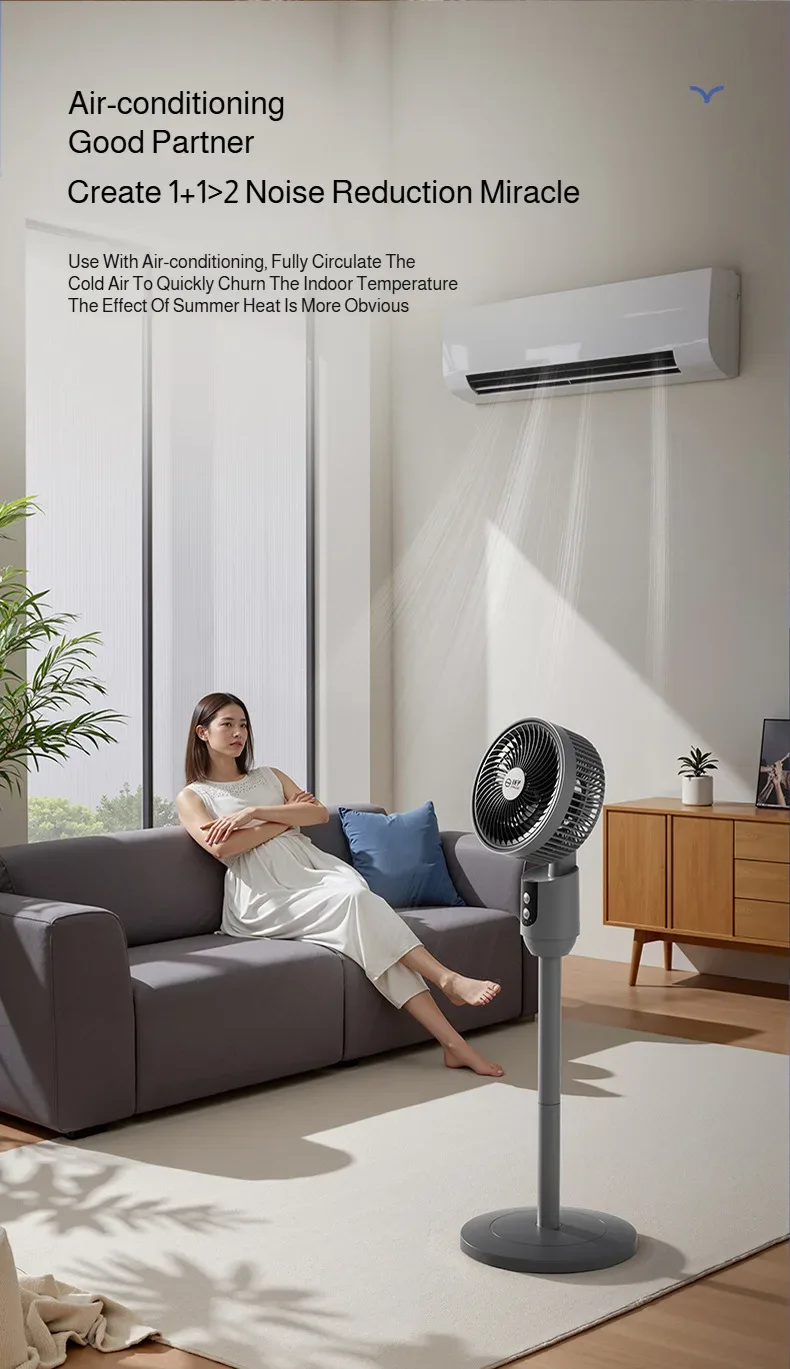 Household Low-Noise Smart Fan Three-Speed Adjustment Floor Fan Air Circulation Fan Floor Fan Silent Low-Noise Smart Fan High
