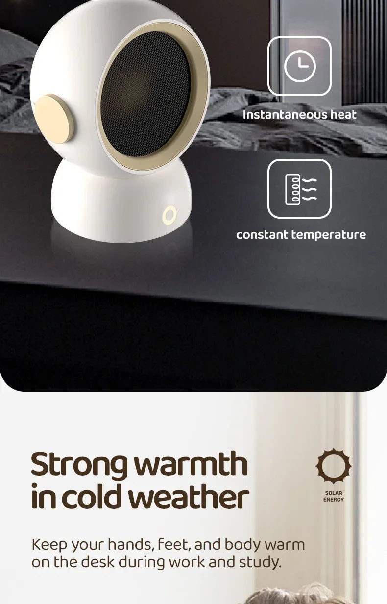 1200W Electric Heater Portable Desktop Fan Heater Heating Warm Air Blower Mini Radiator Home Office Warmer Machine for Winter