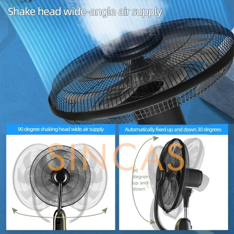 Mist Cooling Floor Fan with Remote 3-Speed High Airflow Portable Quiet Wide Oscillation Detachable Humidification Home Office