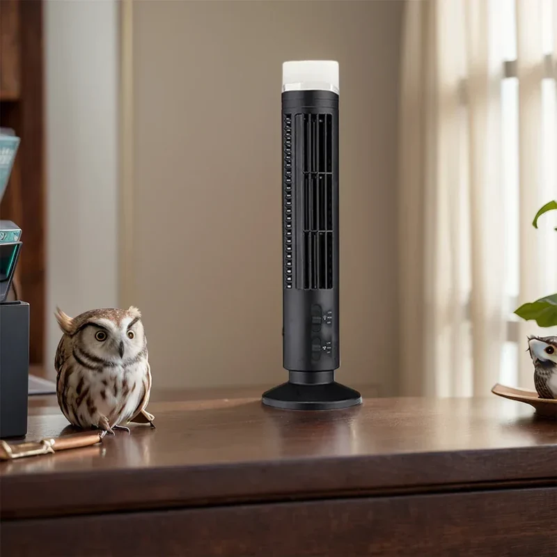 Bladeless Desktop Tower Fan Portable Electric Fan Air Cooler 2 Wind Speed Cooling Air Conditioner Standing Fan for Home Office
