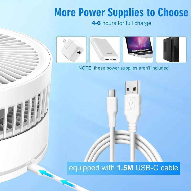 XIAOTREE Wireless Folding Desk Fan Telescopic Outdoor Travel Camping Floor Fan With 7200 mAh USB Rechargeable Fan Standing Fan