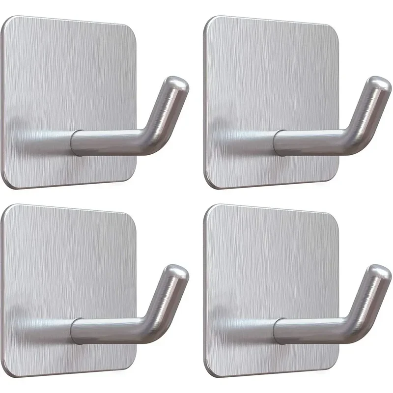SUS304 Stainless Steel Adhesive Hook Self Adhesive Wall Hooks Hanger Heavy Duty Waterproof Storage Holder Stick on Towel Hooks