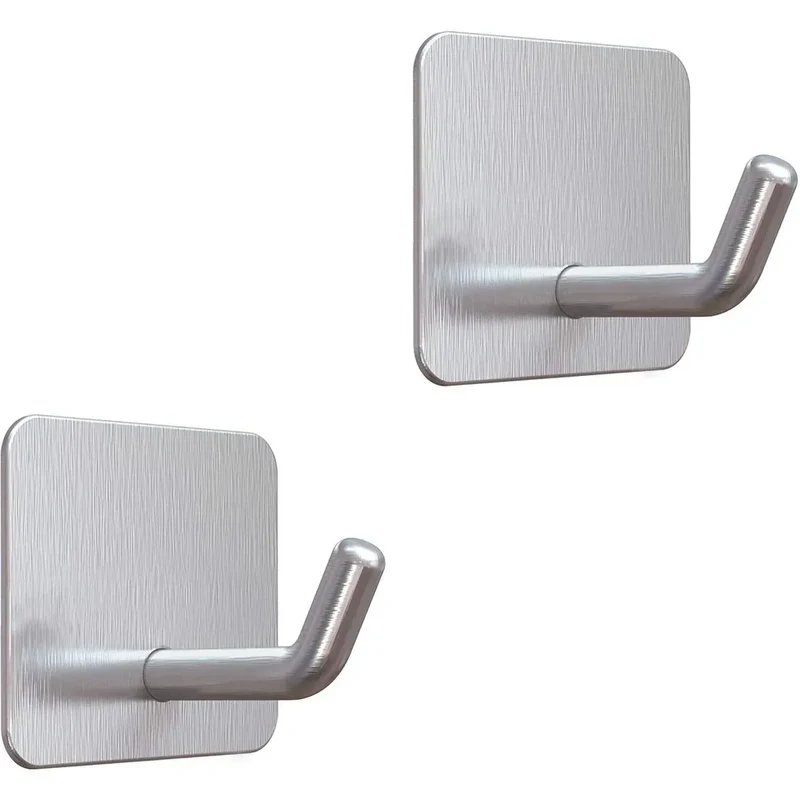 SUS304 Stainless Steel Adhesive Hook Self Adhesive Wall Hooks Hanger Heavy Duty Waterproof Storage Holder Stick on Towel Hooks
