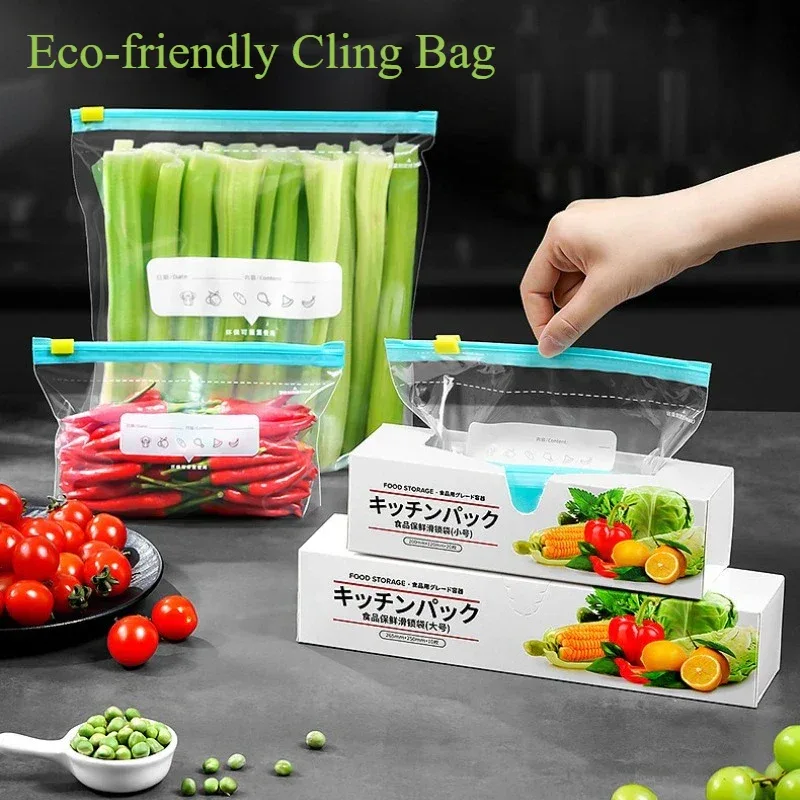 Multiple Sizes Kitchen Supplies Transparent and Visible Thick and Durable Sealing Bag for Food Eco-friendly Cling Bag Zip Bags