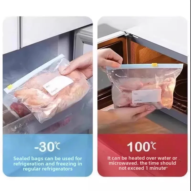 Multiple Sizes Kitchen Supplies Transparent and Visible Thick and Durable Sealing Bag for Food Eco-friendly Cling Bag Zip Bags
