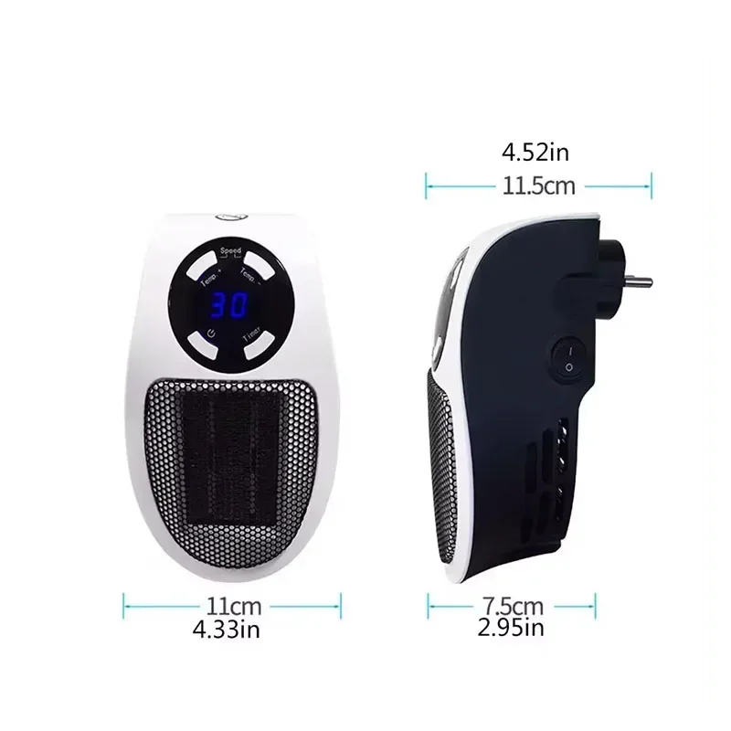 Remote Heater 500W Heater Portable Electric Heater Plug-in Wall Mounted Room Heater Home Appliance Heating Stove Mini Radiator