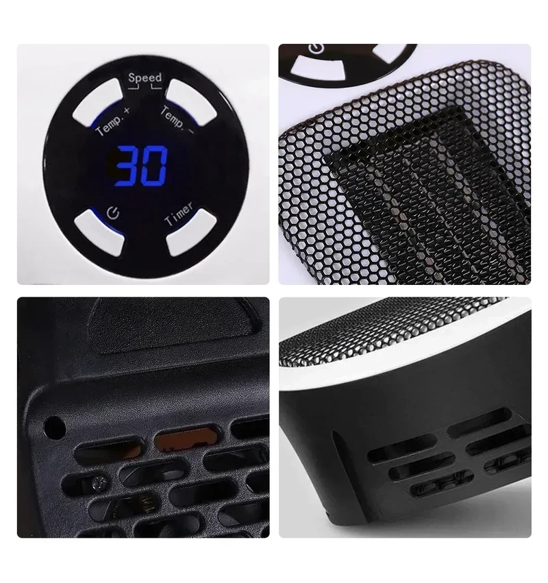 Remote Heater 500W Heater Portable Electric Heater Plug-in Wall Mounted Room Heater Home Appliance Heating Stove Mini Radiator