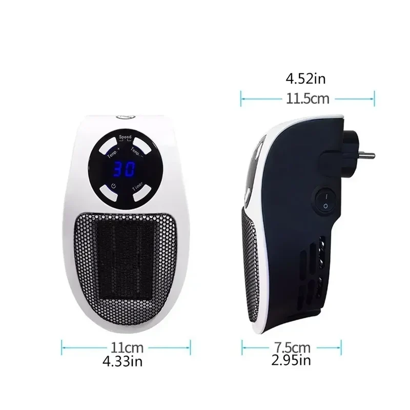 Remote Heater 500W Heater Portable Electric Heater Plug-in Wall Mounted Room Heater Home Appliance Heating Stove Mini Radiator