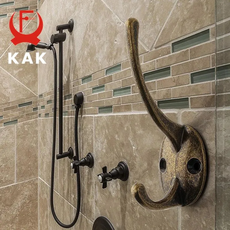 KAK Vintage Hangers Hook Zinc Alloy Wall Hook Bronze Cloth Coat Bag Hat Hanging Hooks Bathroom Kitchen Anitque Racks with screws