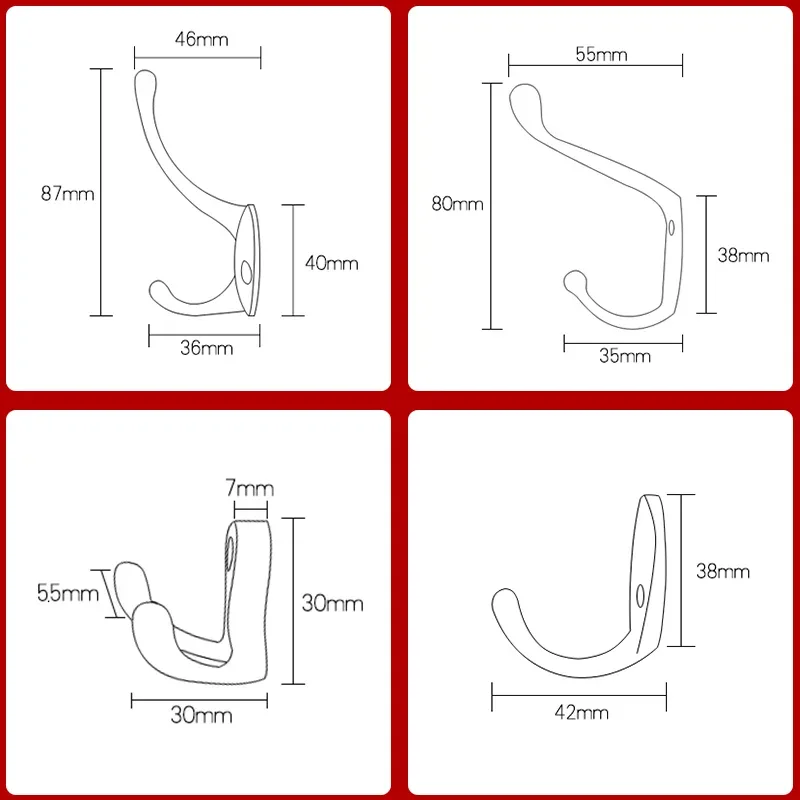 KAK Vintage Hangers Hook Zinc Alloy Wall Hook Bronze Cloth Coat Bag Hat Hanging Hooks Bathroom Kitchen Anitque Racks with screws