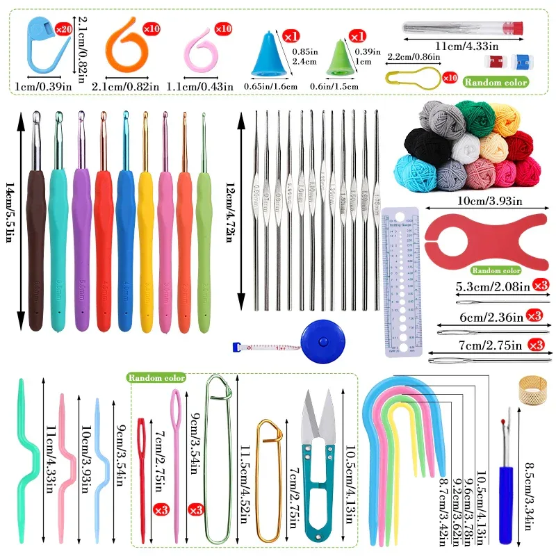KRABALL Knitting Crochet Hook Set Home Use Sewing Tool DIY Craft Crochet Knit Markers Needles Tools Weaving Accessories With Bag