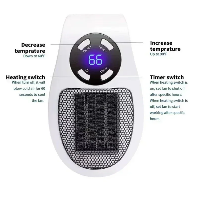 Portable Heater Electric Heater Convenient Room Heater Heating Warm Air Blower Wall Mounted Winter Warmer Machine Home Appliance