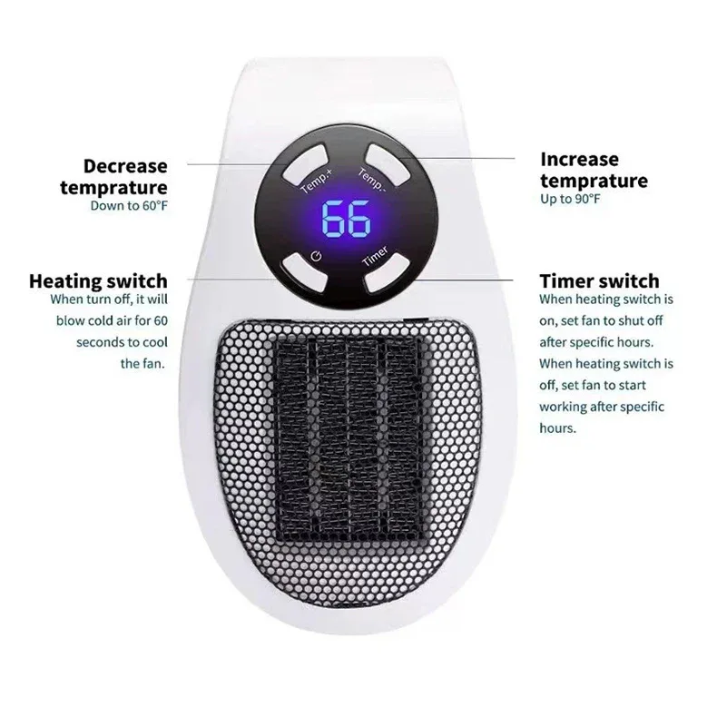 Portable Heater Electric Heater Convenient Room Heater Heating Warm Air Blower Wall Mounted Winter Warmer Machine Home Appliance
