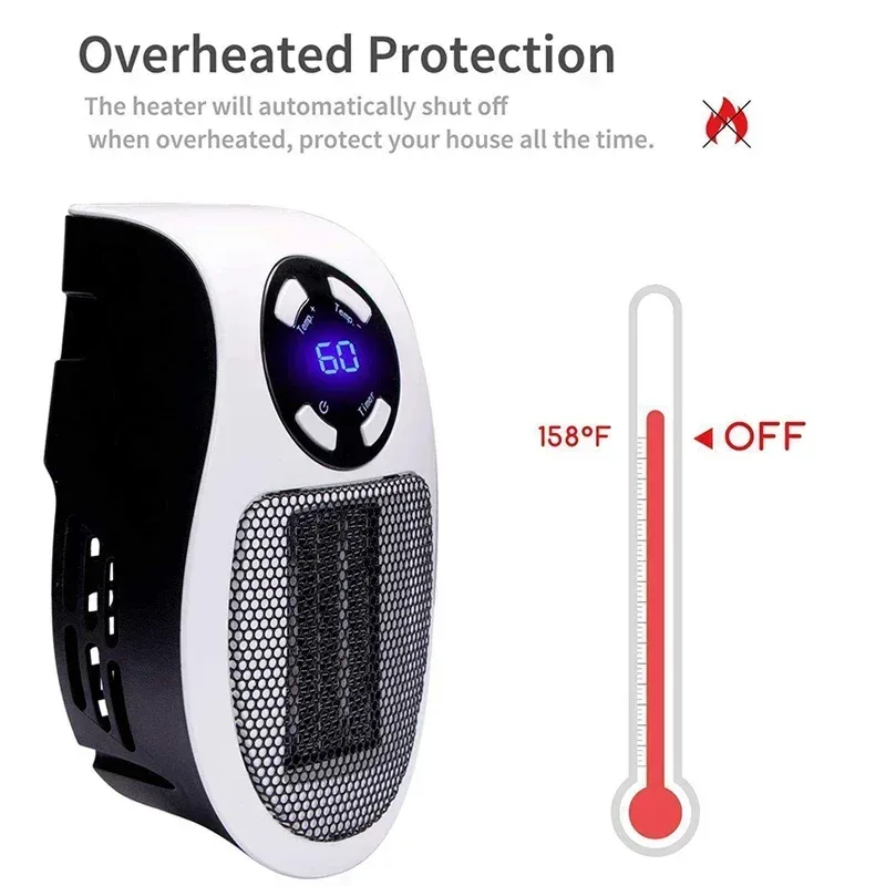 Portable Electric Heater Mini Radiator Plug in Wall Home Appliance with Remote Control Fast Heating Hand Warmer for Room Desktop