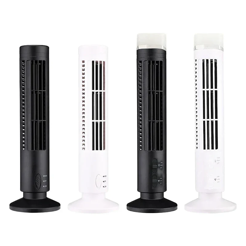 2.5W 38CM/33CM LED Tower Fan No Leaf 2 Gear Speed Stand Up Tower Fan Portable Electric Floor Fan for Living Room Bedroom Office