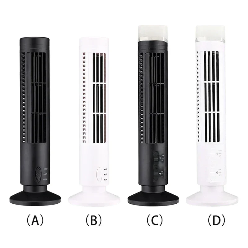 2.5W 38CM/33CM LED Tower Fan No Leaf 2 Gear Speed Stand Up Tower Fan Portable Electric Floor Fan for Living Room Bedroom Office
