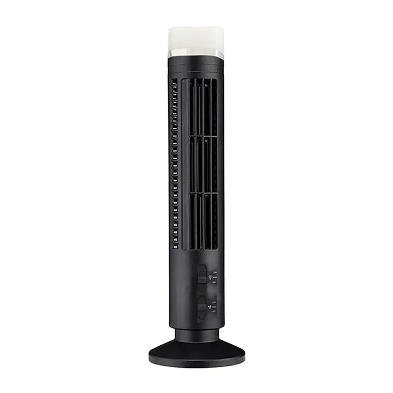 2.5W 38CM/33CM LED Tower Fan No Leaf 2 Gear Speed Stand Up Tower Fan Portable Electric Floor Fan for Living Room Bedroom Office