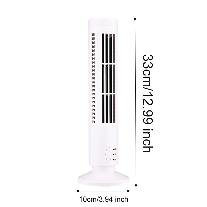 2.5W 38CM/33CM LED Tower Fan No Leaf 2 Gear Speed Stand Up Tower Fan Portable Electric Floor Fan for Living Room Bedroom Office