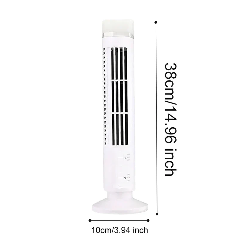 2.5W 38CM/33CM LED Tower Fan No Leaf 2 Gear Speed Stand Up Tower Fan Portable Electric Floor Fan for Living Room Bedroom Office