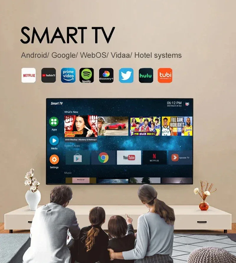 TV 43 Inch 4K TV No Frame Ultra Thin LED Television