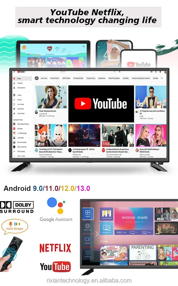 Guangzhou 43 Inch Smart Tv 30 43 50 55 65 Inches 1080 4k Uhd Video Android Wifi Smart LED TVs Television