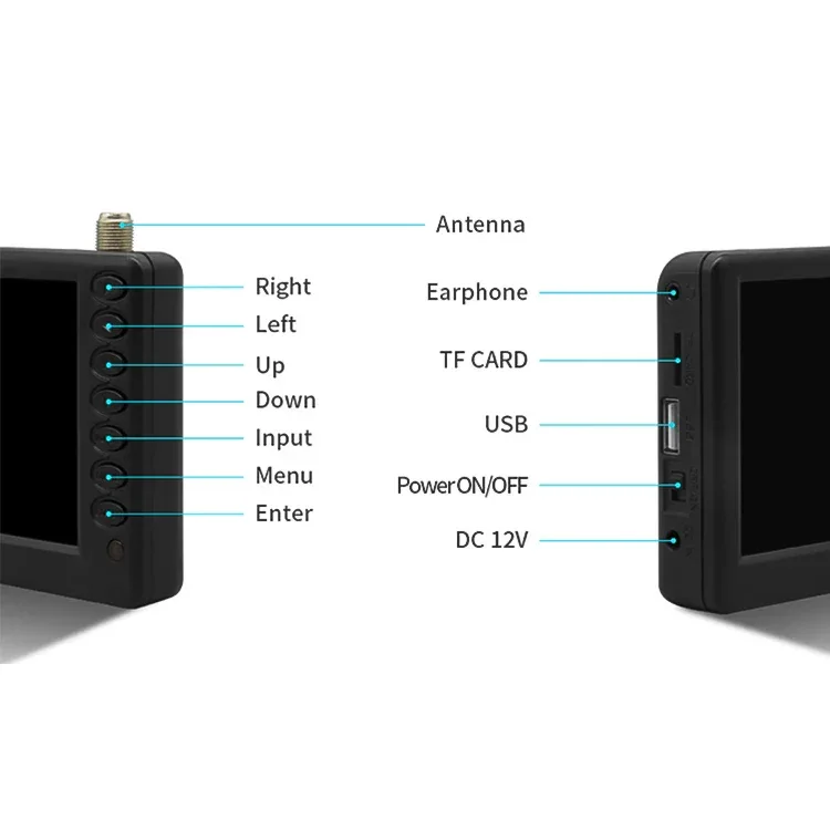 Small TV 5 Inch Portable LED Television Support DVB-T DVB-T2 ATSC ISDB Rechargeable Digital TV