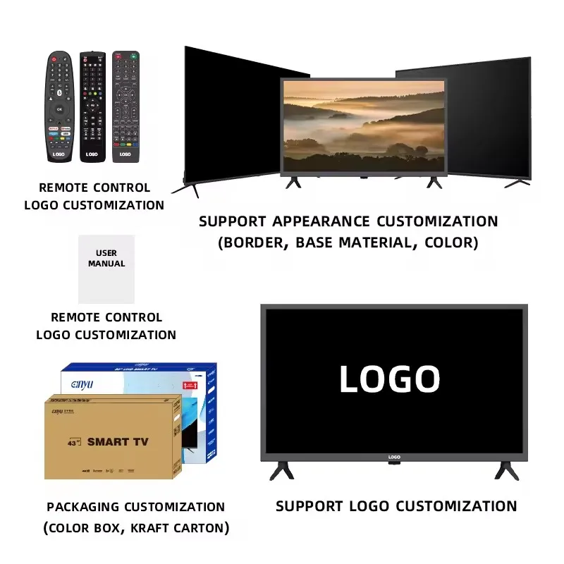 New Design 43 Inch Smart Tv 32 43 50 55 65 Inch 4k Ultra Hd Android Wifi Led Tv Digital Televisions
