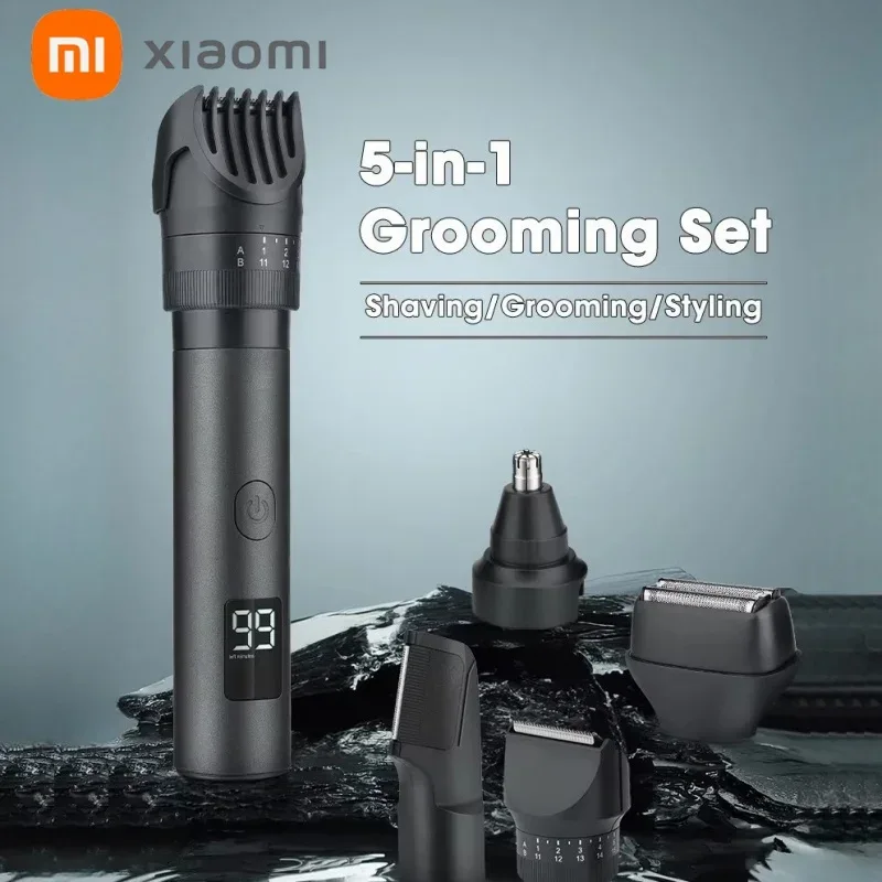 New Xiaomi IPX6 Waterproof Body Beard Hair Trimmer for Men 5 IN 1 Rechargeable Cordless Electric Razor Hair Clipper Shaver