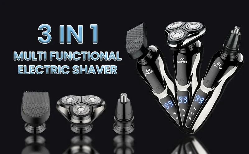 Rechargeable Electric Shaver for Men All in One Trimmer Set with Nose Trimmer Sideburns Trimmer Face Cleaning Brush