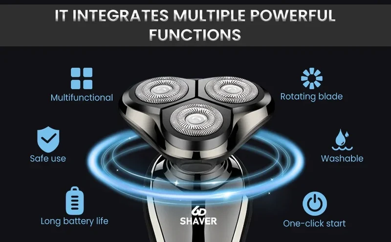 Rechargeable Electric Shaver for Men All in One Trimmer Set with Nose Trimmer Sideburns Trimmer Face Cleaning Brush