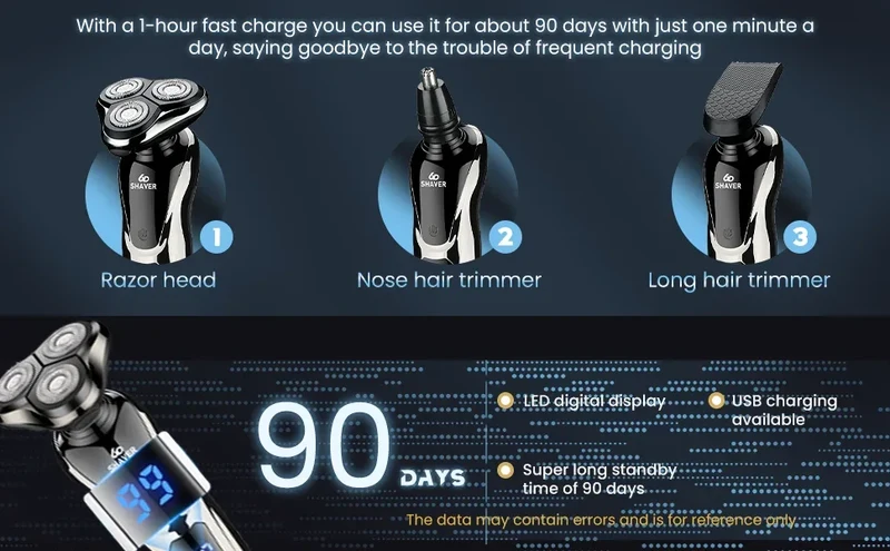 Rechargeable Electric Shaver for Men All in One Trimmer Set with Nose Trimmer Sideburns Trimmer Face Cleaning Brush