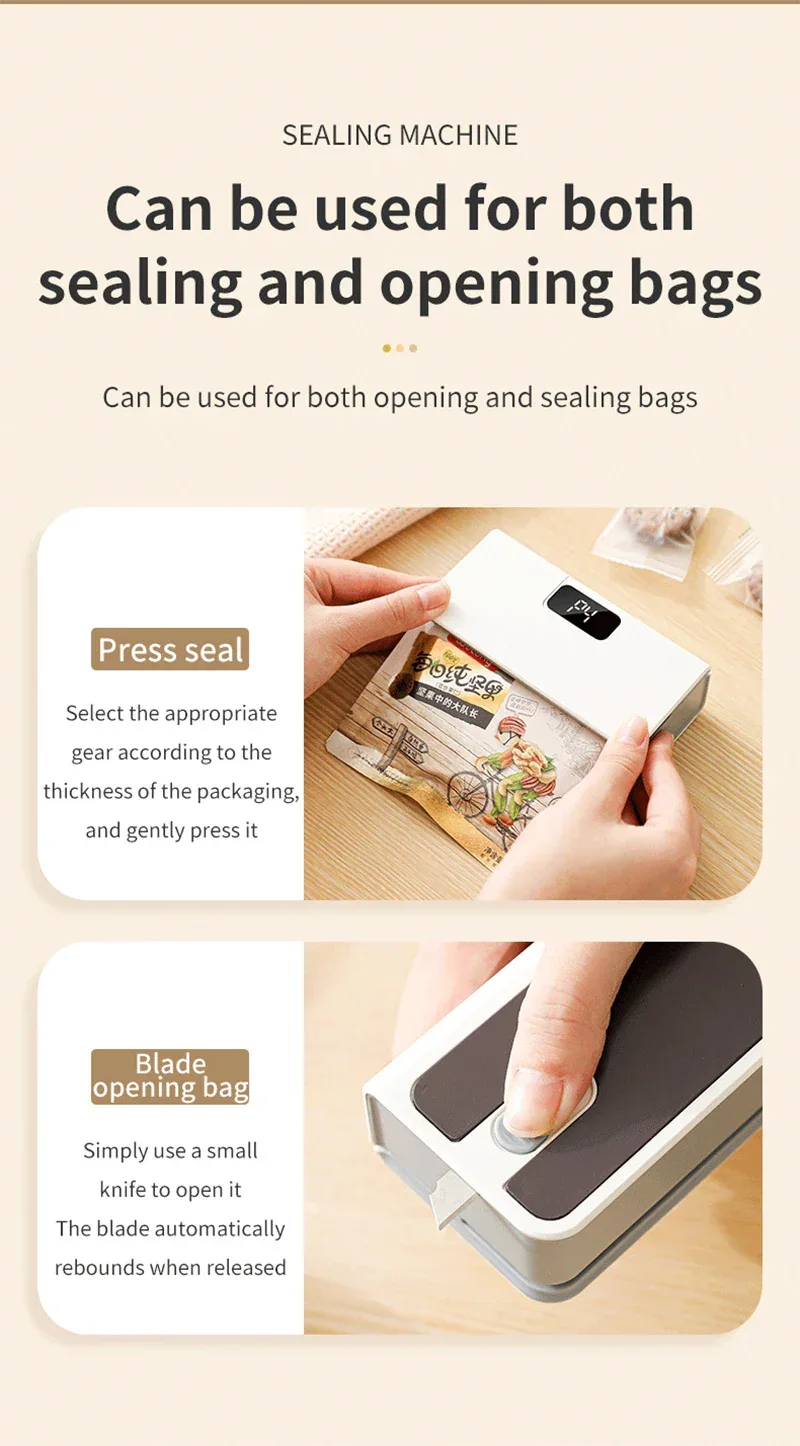 Mini Bag Sealer Plastic Bag Heat Sealer Plastic Bag Sealing Machine USB Rechargeable Portable Package Bags Sealer