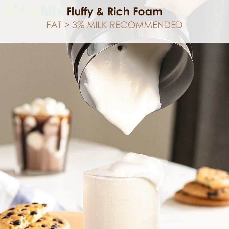 BioloMix 5-in-1 Milk Frother with Upgraded LED Display Touch Screen - Hot And Cold Foam Maker Milk Warmer for Coffee Latte