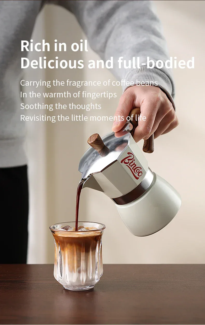 Bincoo Coffee Moka Pot Set with Electric Heating Plate for Home Use Small Espresso Extraction Machine Complete Brewing Kit